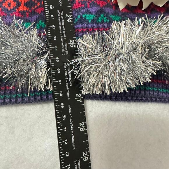 Ugly Christmas Sweater Singing Santa LIGHTS UP Tinsel Party Winner Size Large - Picture 5 of 5